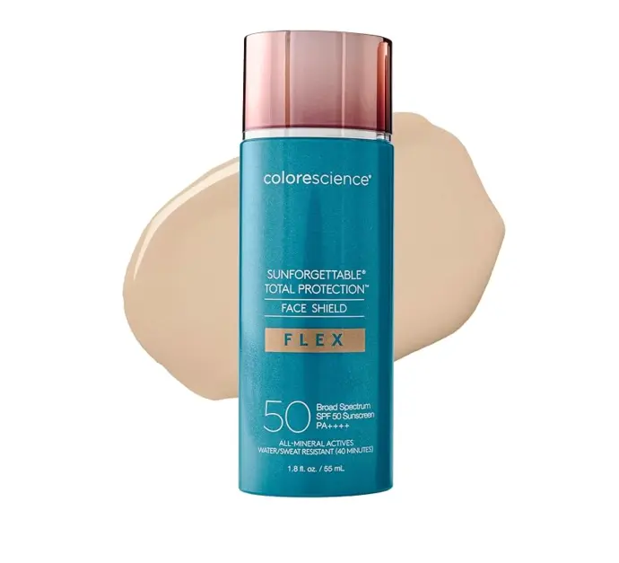 Face shield flex SPF 50 medium &                          Face shield flex SPF 50 light